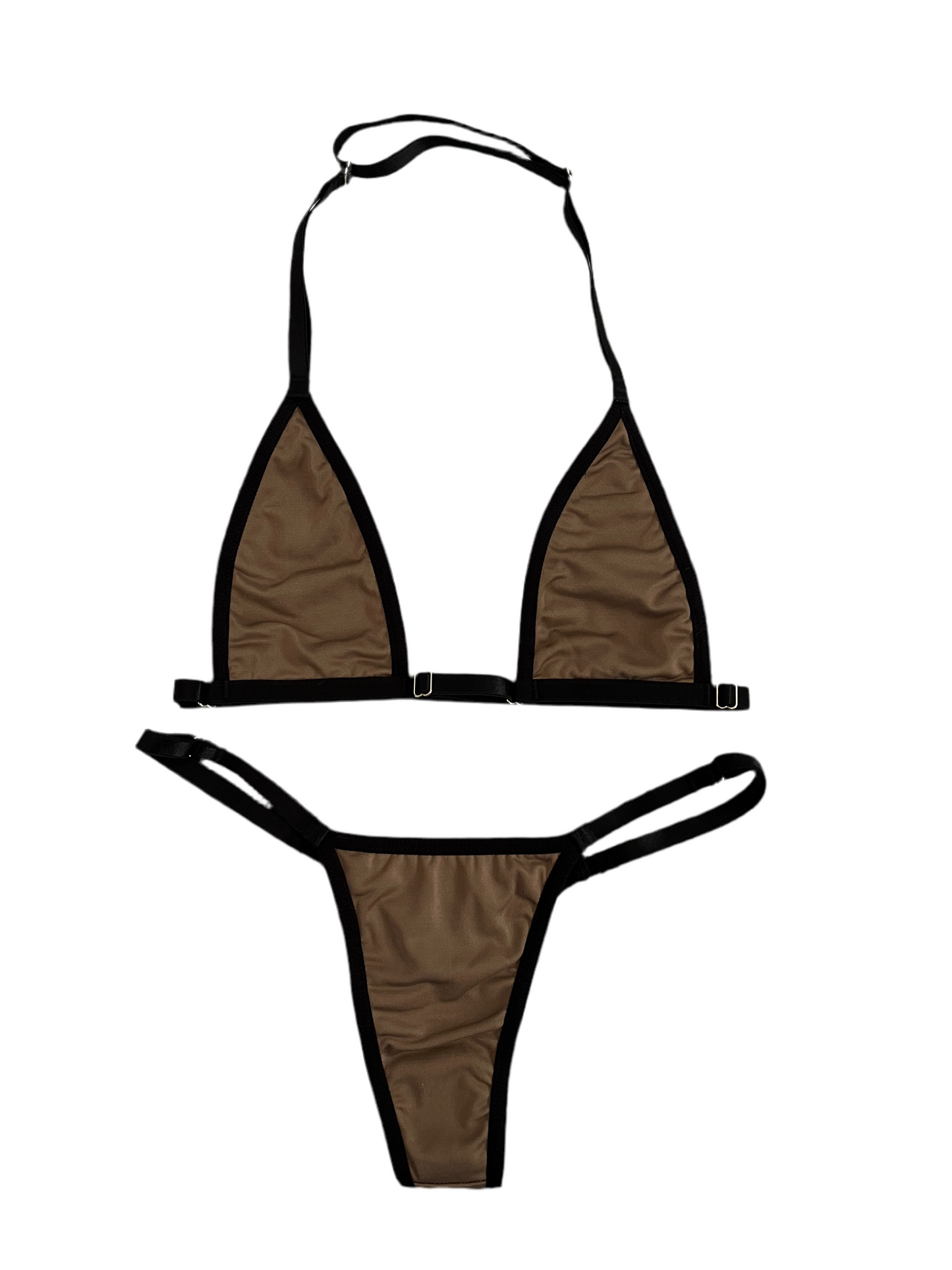 Conjunto Nathy Marrom com Preto sem Bojo